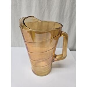 Vintage Jeanette Carnival Glass Pitcher Marigold Iridescent Optic Spiral